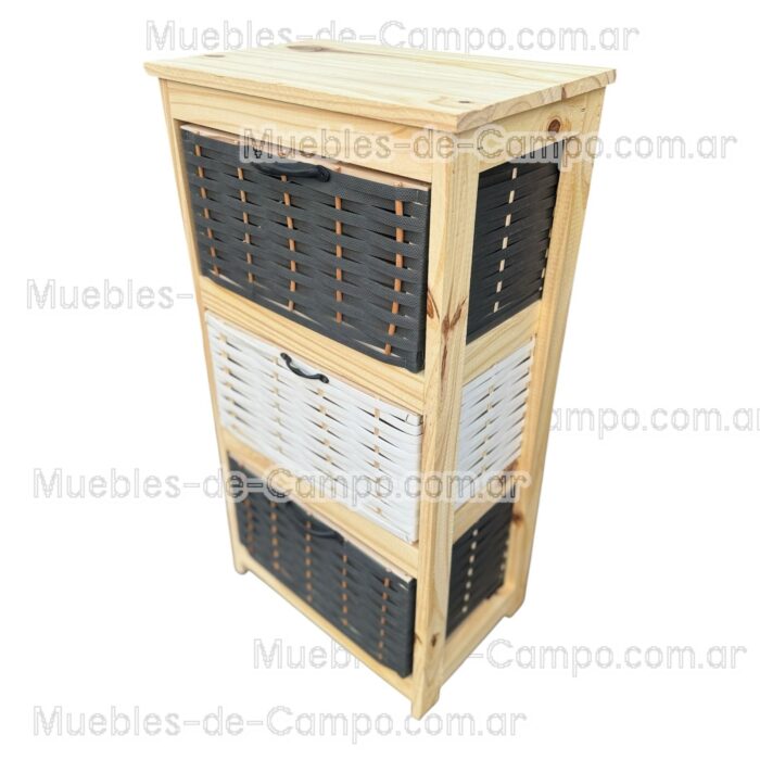 Canastero Organizador Cajonera x 3 Canastos de suncho y mimbre - Imagen 3