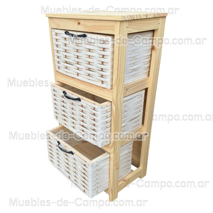Canastero Organizador Cajonera x 3 Canastos de suncho y mimbre - Imagen 6