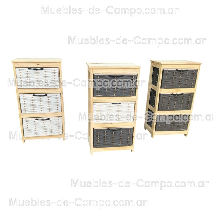 Canastero Organizador Cajonera x 3 Canastos de suncho y mimbre - Imagen 5