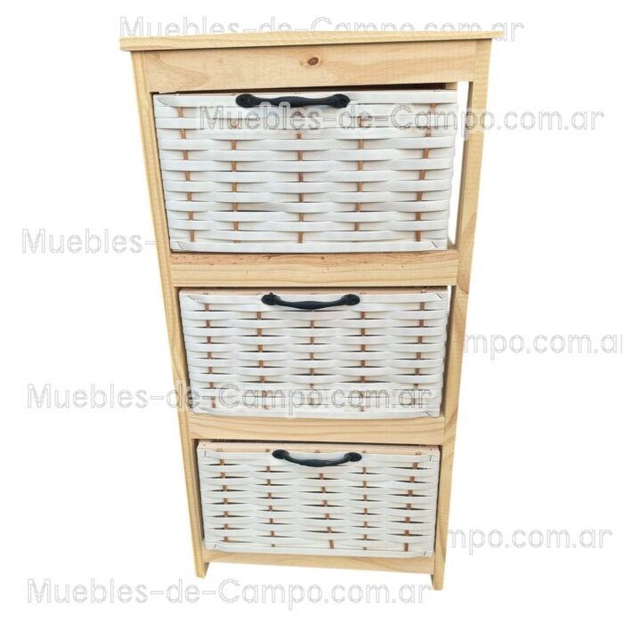 Canastero Organizador Cajonera x 3 Canastos de suncho y mimbre - Imagen 2